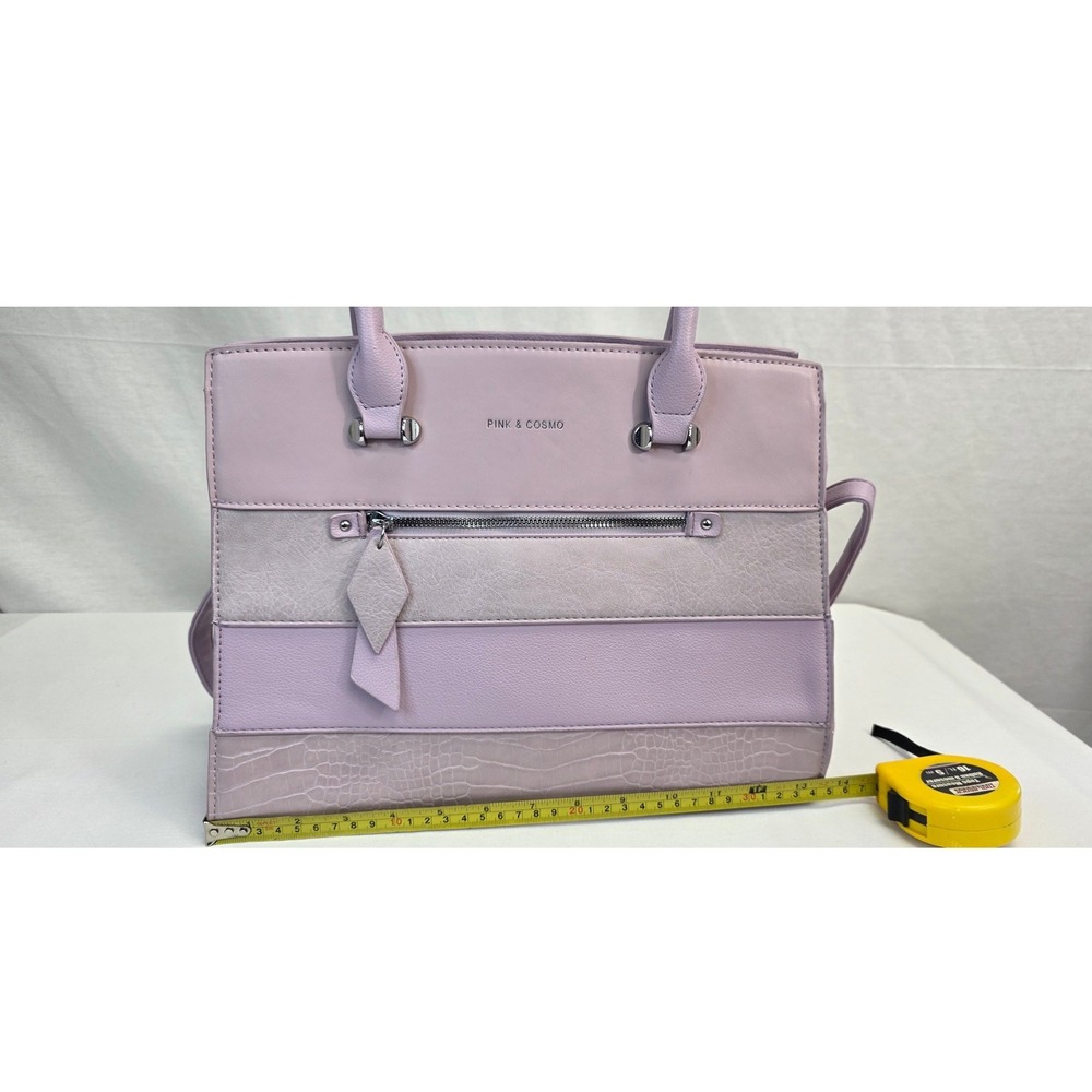 Pink & Cosmo Lavender Purple Paneled Satchel Handbag Crossbody Bag - Picture 13 of 16